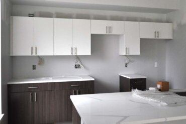 We love the kitchen countertops in this 2-bedroom, 2-bathroom apartment (Unit 2D) in Building A.