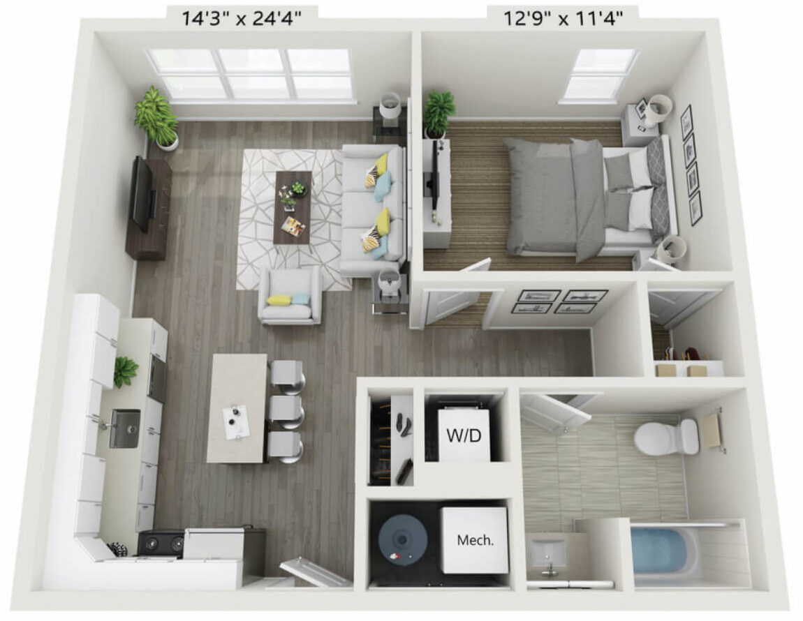 Floor plan for VIDA Apartment 1-G