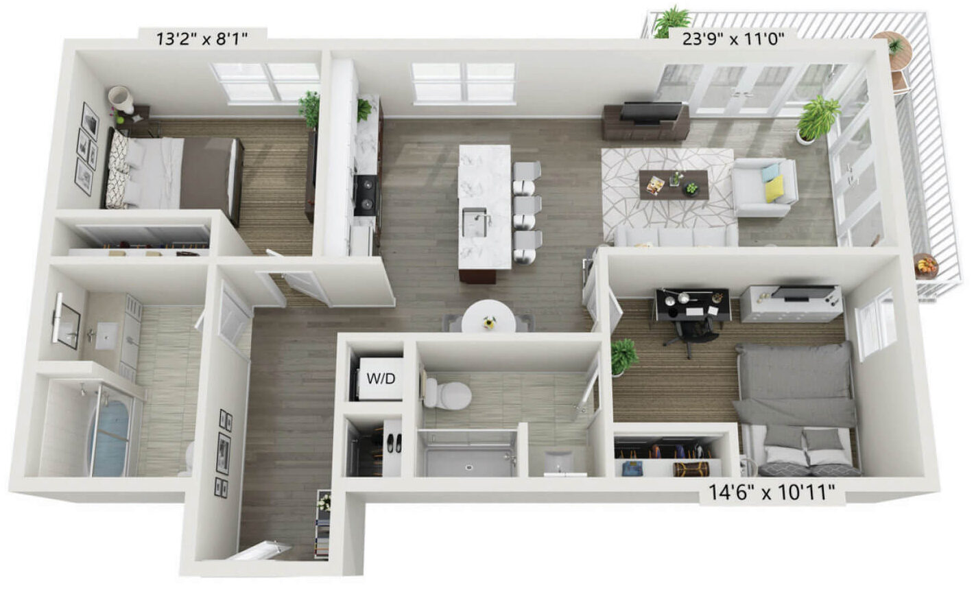 Floor plan for VIDA Apartment 2-D