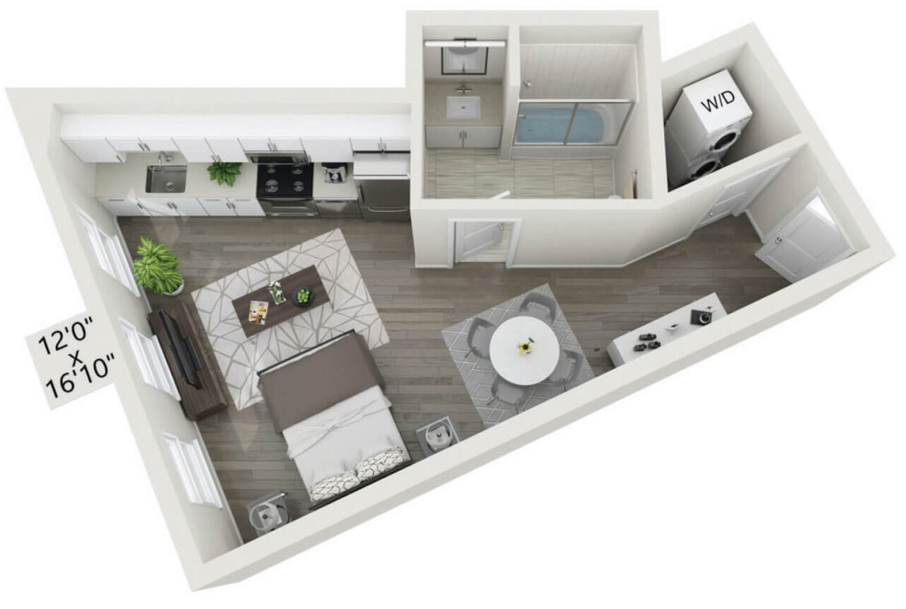 Floor plan for VIDA Studio Apartment C