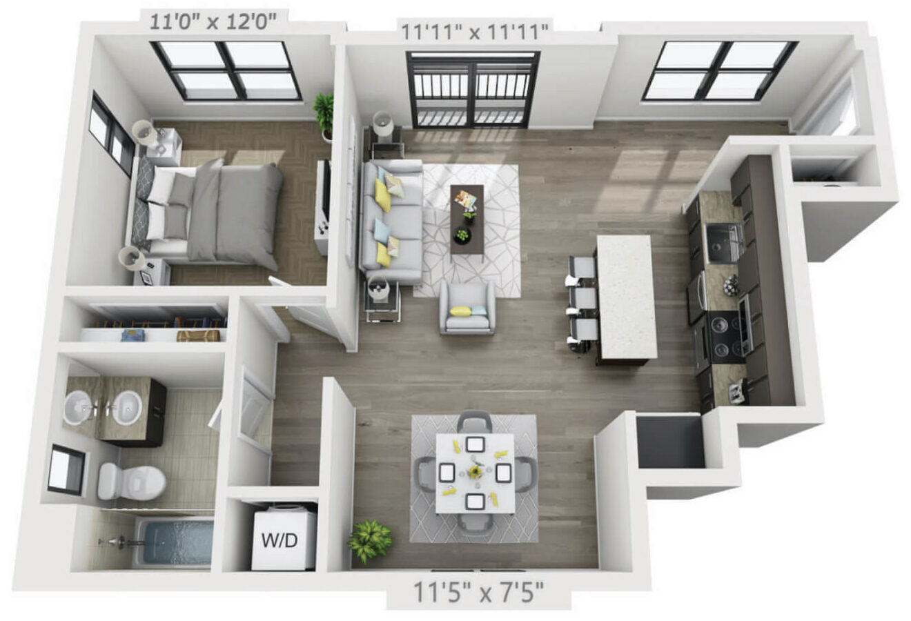 Floor plan for VIDA Apartment 1-B