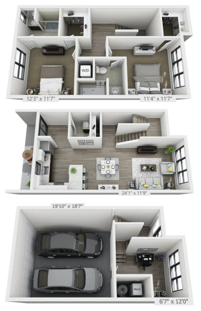 Floor plan for VIDA Townhome T-2A