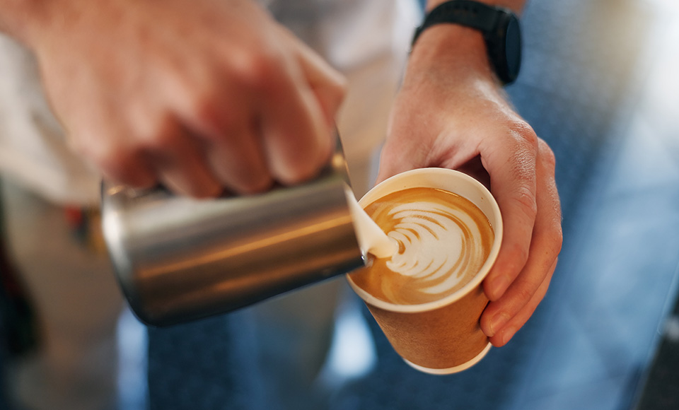 A cappuccino being made